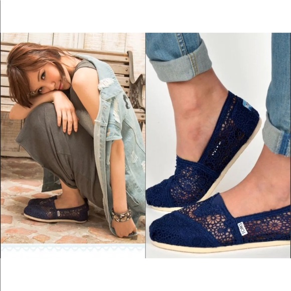 navy crochet toms